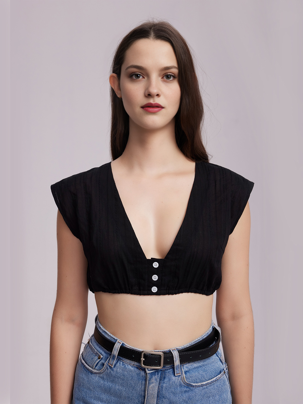 Dirndlbluse Lang in Schwarz