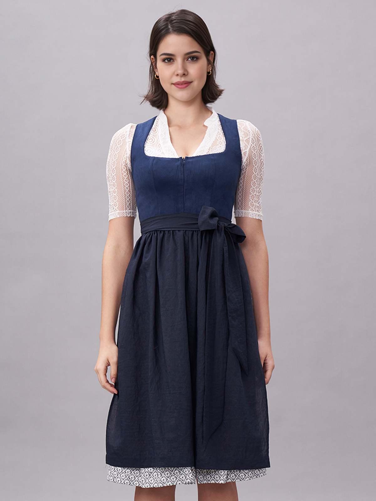 Dirndlbluse langärmlig in Blau