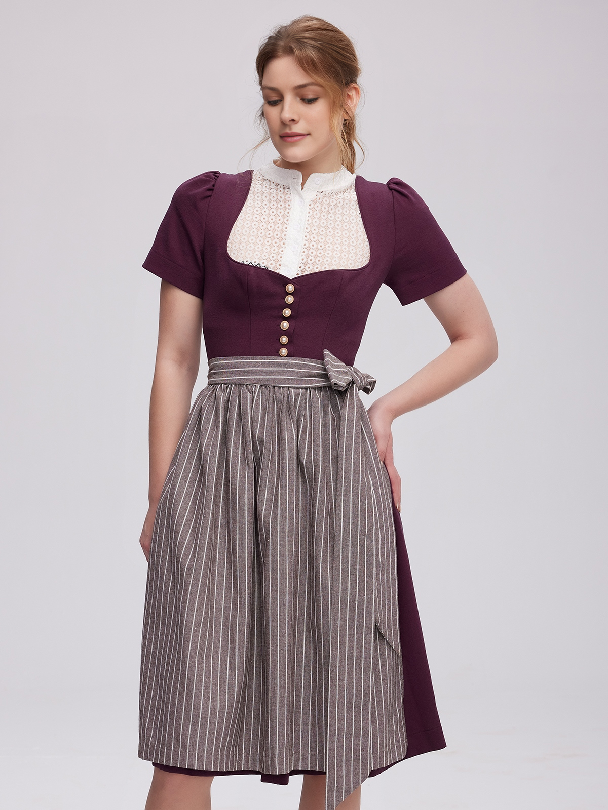 Dirndl ohne Bluse mit Ärmel in Lila
