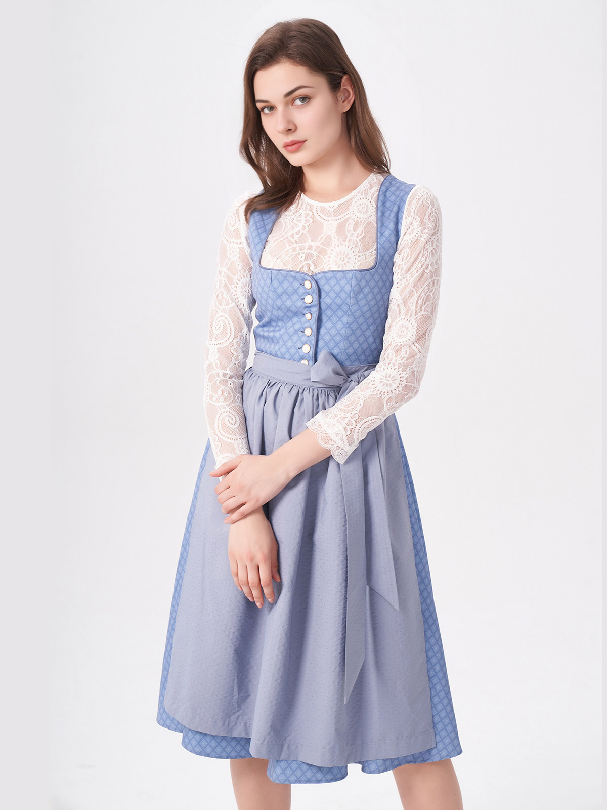 Elegantes blaues Dirndl mit feinen Details